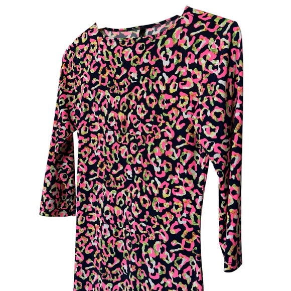 GoodTime USA Women's Navy Pink Leopard Print Knee Length Dress M Party/Cocktail - Picture 2 of 9